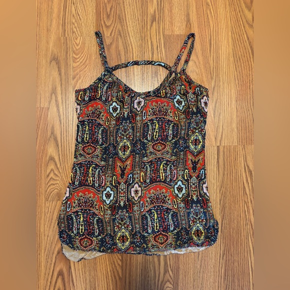 Dkny Tops - DKNY Multicolor Paisley-Print Spaghetti Strap Silk Tank Top